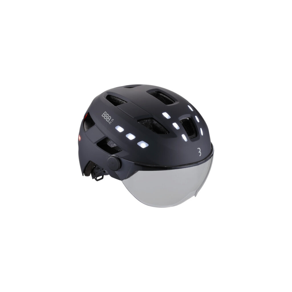 Helm mit Visier und integrierter LED